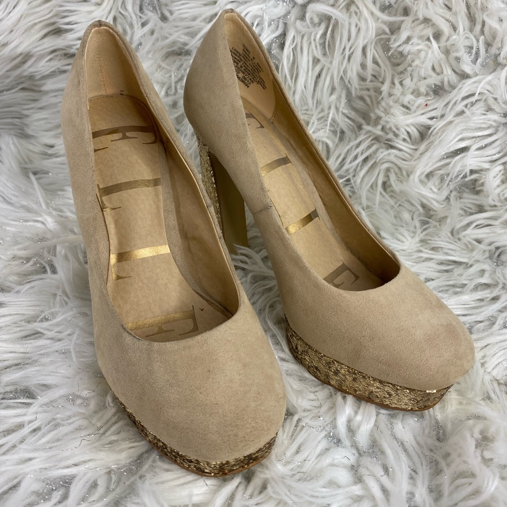 Gold and Beige Elite Heels